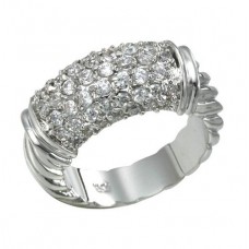 Rhodium Plated 52pcs Brilliant Clear CZ Ring